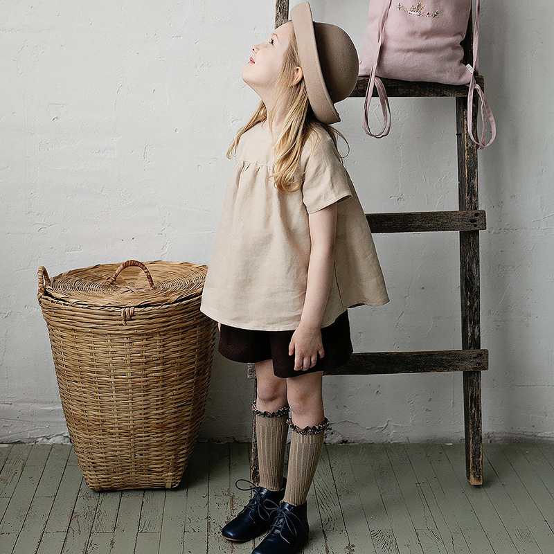 تيشيرت صيفي قصير الأكمام من القطن والكتان بتصميم موري للأطفال