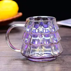 Christmas Glass Coffee Ice Transparent Mug With Handle - Colourful - View 1