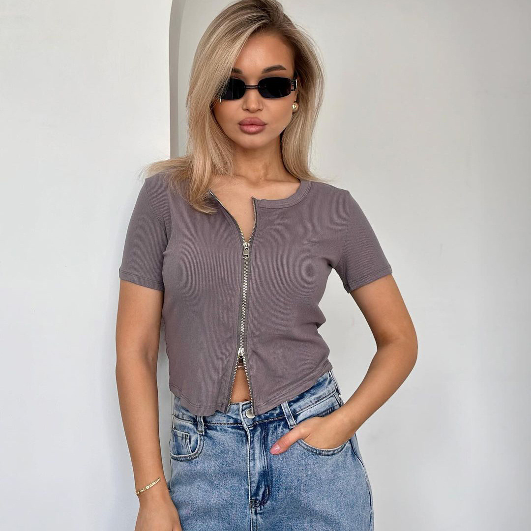 Short Hot Girl Round Neck Midriff-baring T-shirt