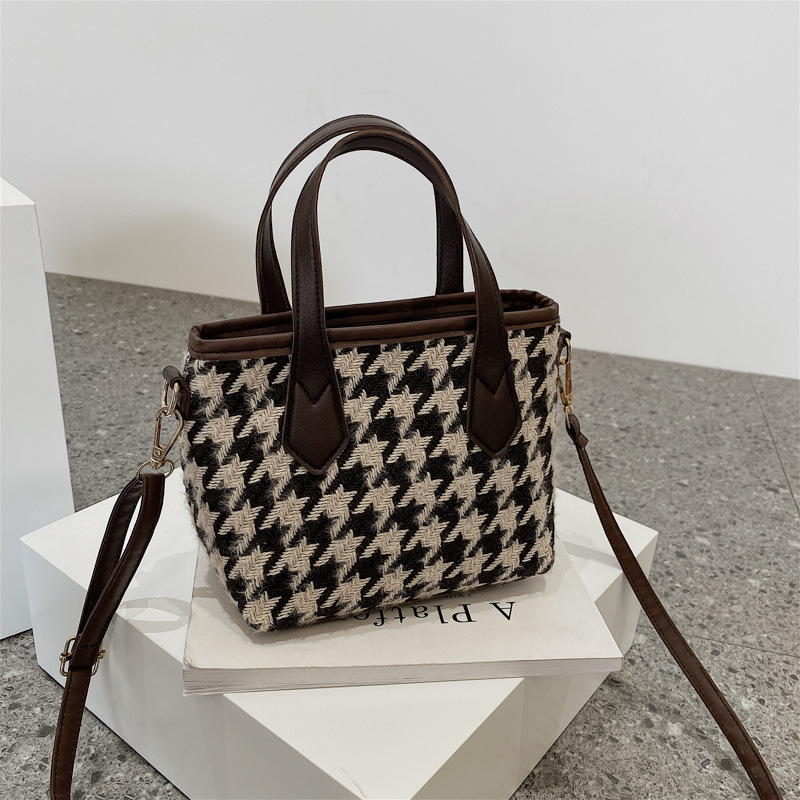 Fashion Houndstooth Shoulder Bags Portable Checkerboard Handbags All-match Messe - Bild 16 von 17