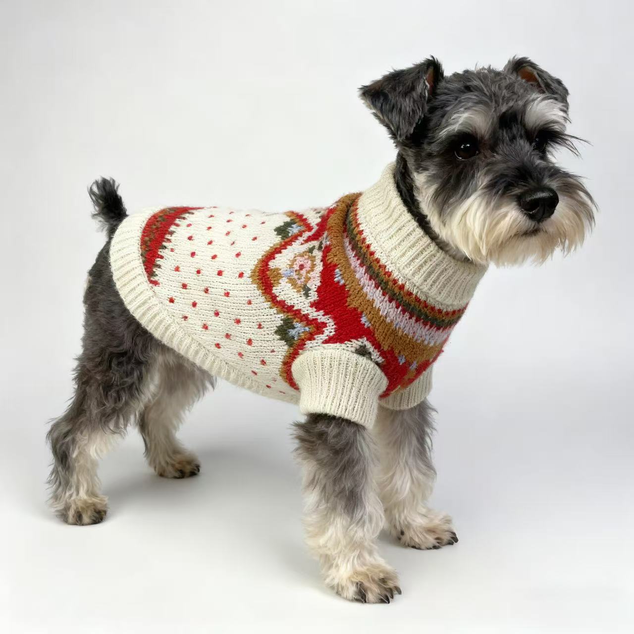 Retro Pet Sweater With New Year Roses Pattern