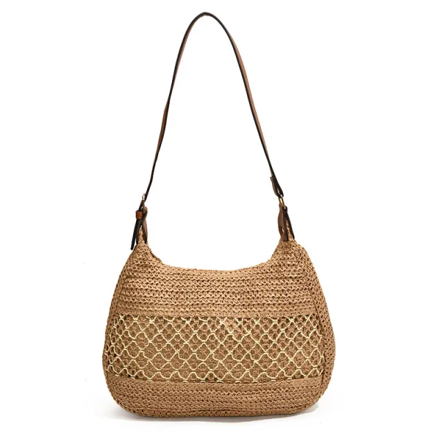 Women's Casual Simple Straw Cross Body Bag Khaki - Shop at LoveMi