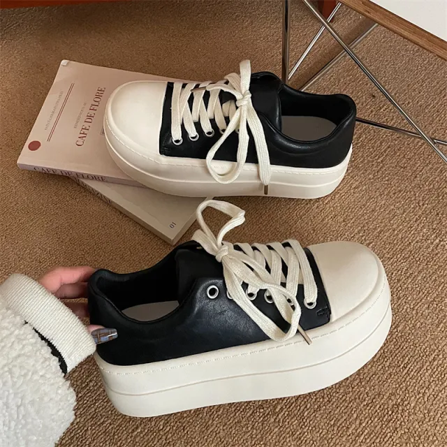 Ugly Cute Big Head Platform White Shoes Black - Shop at LoveMi
