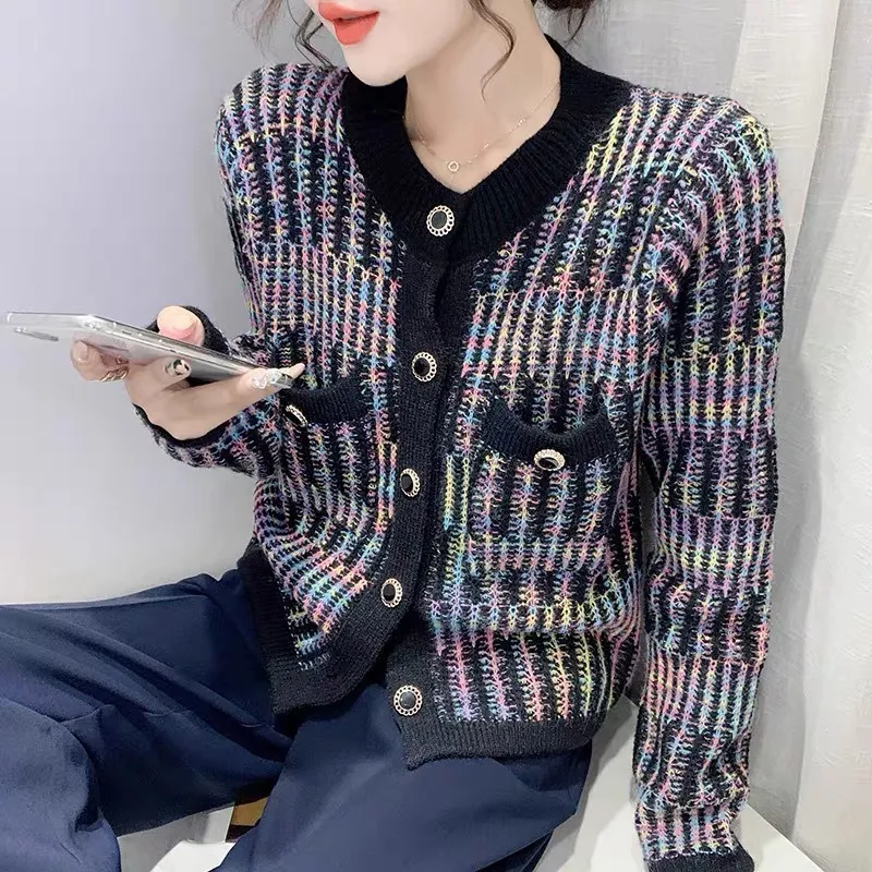 Women's Spring And Autumn Sweet Anti-aging Top Cardigan - Black