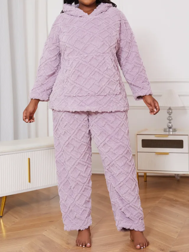 Large Size Women's Pajamas Autumn And Winter Velvet Hooded Picture Color 1Xl - Shop at LoveMi