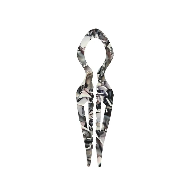 French Acetate Elegant Non-slip Teeth Hairpin - Gray Floral