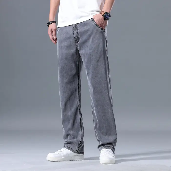 Lyocell Jeans Men's Loose Straight Casual