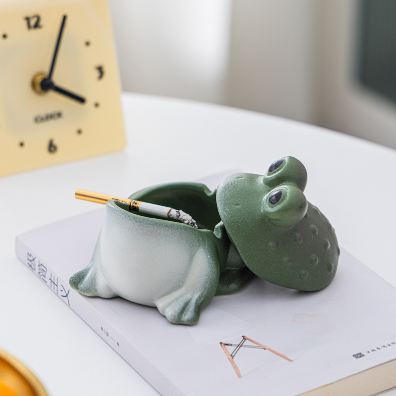 Ceramic frog ashtray ornament (frosted frog ashtray)