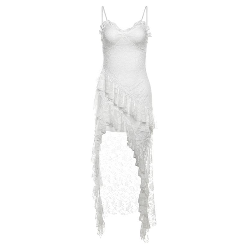 Pure Desire Style Hot Girl Hollow Lace Waist Tight Hip Bag Dress White - Shop at LoveMi