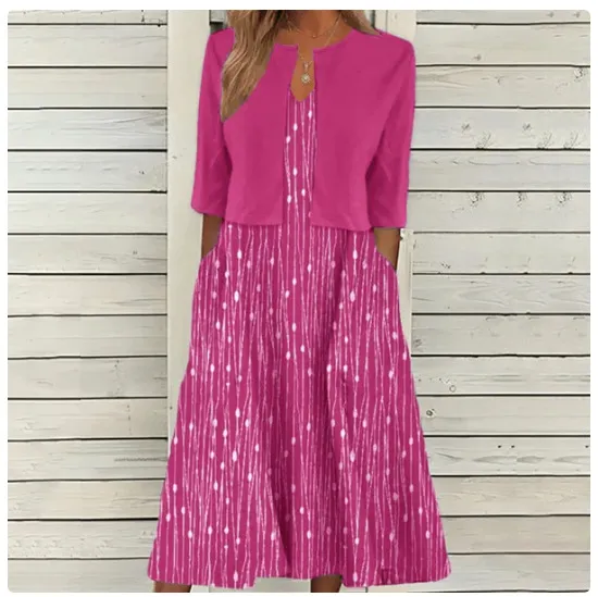 Commuter Floral Print Dress Two piece Set 2 Models - Shop at LoveMi