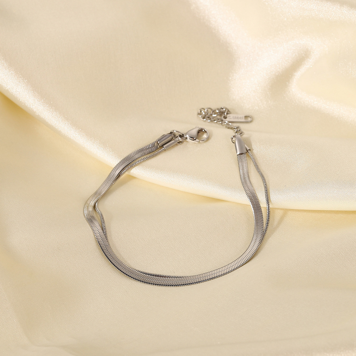 Men's Stainless Steel Snake Bones Chain Double-layer Bracelet Ornament