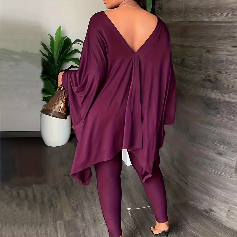Fashionable Homey Solid-color Casual Chic Two-piece Set 3