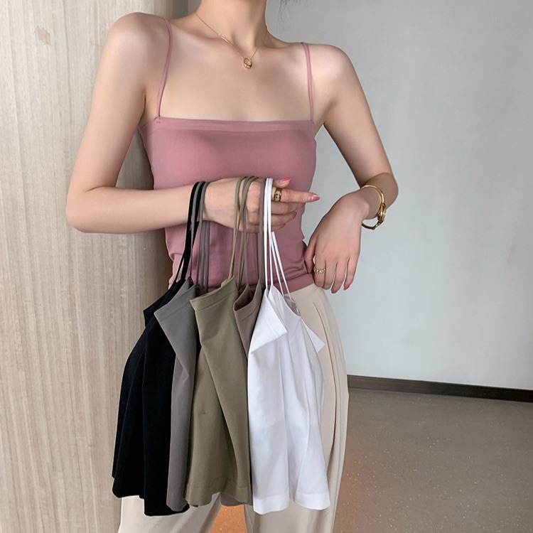 Solid Color Back Bandeau Sling Chest Pad Fixed Cup