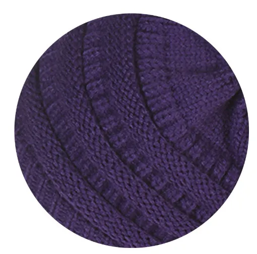 Warm Hat Thickening Not Fleece lined Knitting Plus Fur Ball Purple - Shop at LoveMi