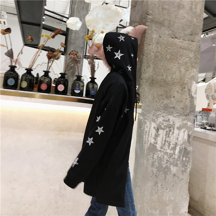 Title 5, Mid-Length Star Embroidered Small Sweater Coat