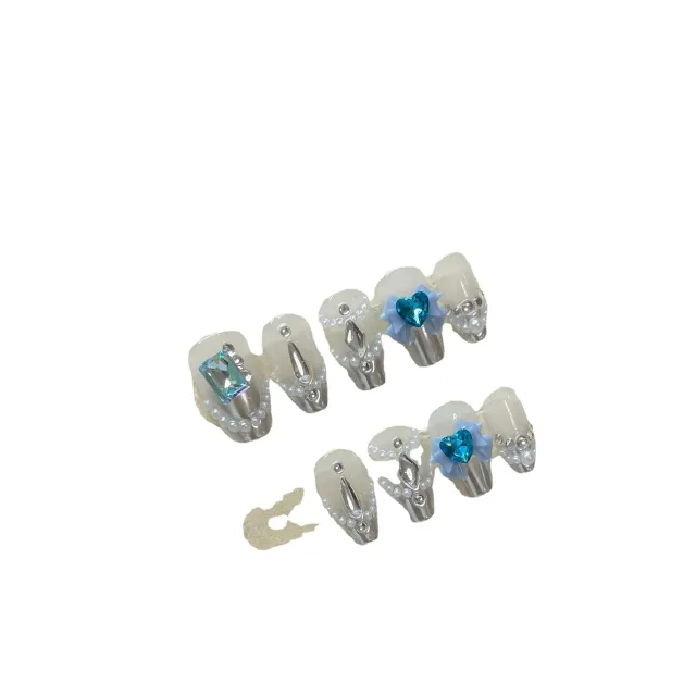 Pearlescent French Wear Handmade Finished Nail Beauty Patch Small Size S - Shop at LoveMi