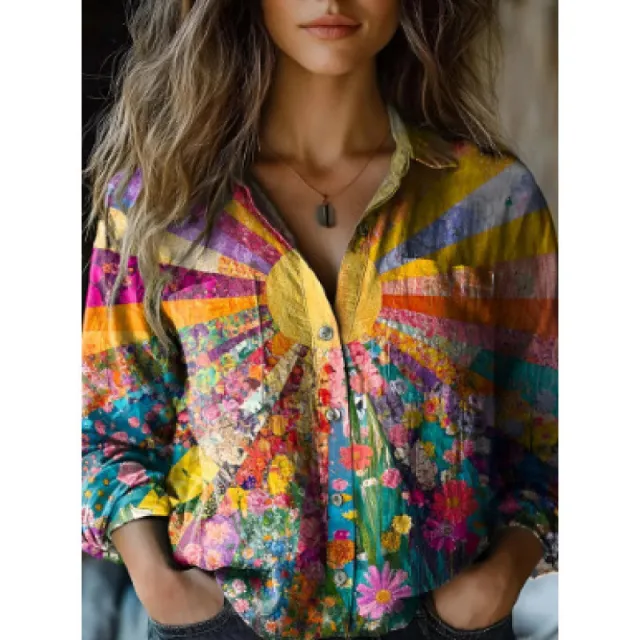 Fashion Sun Pattern Colorful Women's Top Colorful - Shop at LoveMi