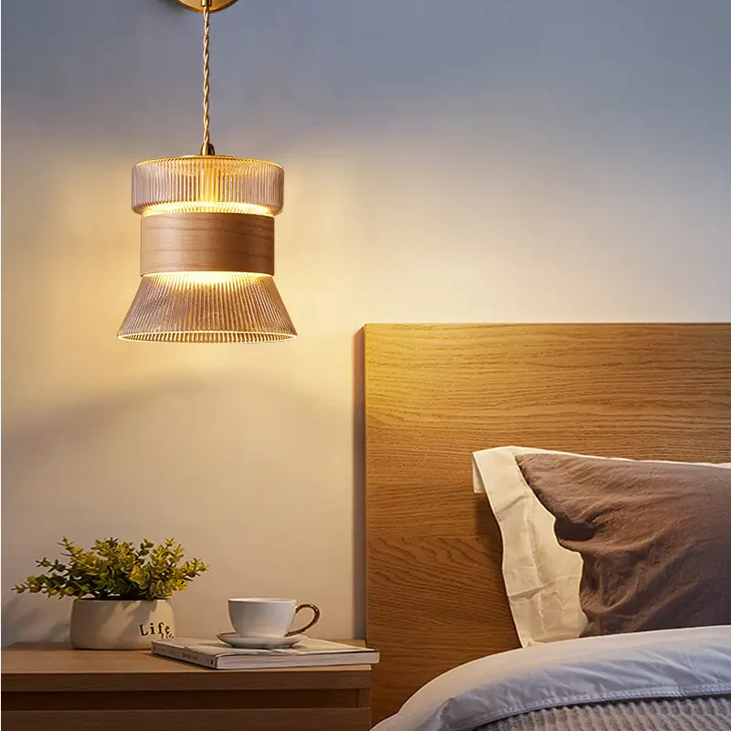 Wall Lamp Japanese Style Walnut Bedroom Bedside Lamp Modern