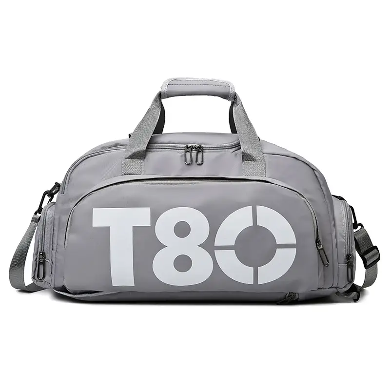 Multi-functional Sports Gym Bag with Wet Dry Separation and Shoe Compartment — Gray