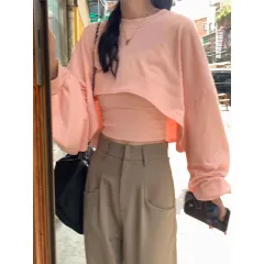 Women's All-match Long Sleeve Fashion Sweater Suit - Pink - View 1