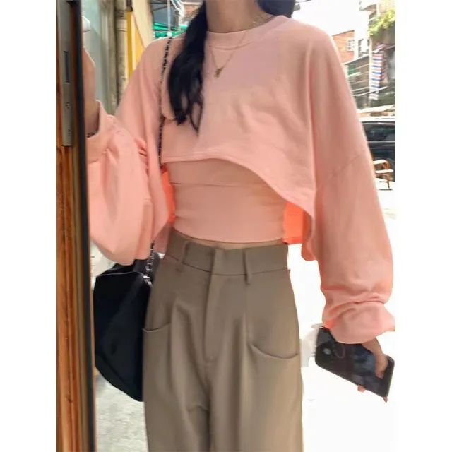 Women's All match Long Sleeve Fashion Sweater Suit Pink - Shop at LoveMi