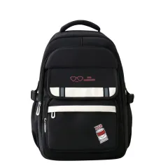 Korean Style Backpack Simple Good-looking Backpack Girls' Large Capacity - Black - View 1