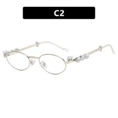 Diamond Oval Metal Optical Frame - Silver - View 1