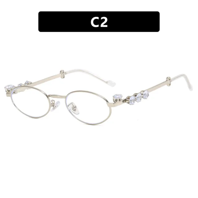 Diamond Oval Metal Optical Frame Silver - Shop at LoveMi