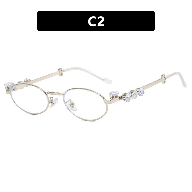 Diamond Oval Metal Optical Frame - Silver