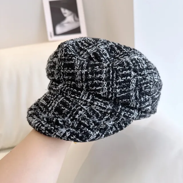 Color blocked Baseball Cap Sweet Octagonal Cap Versatile Fashion Hat Black - Shop at LoveMi