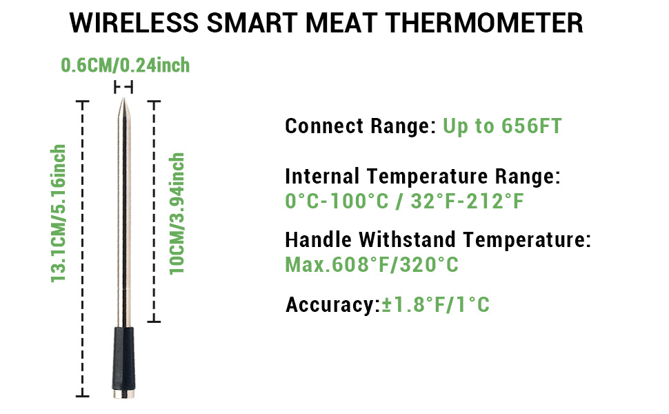 Title 2, Wireless Barbecue Probe Smart Bluetooth Food Th...