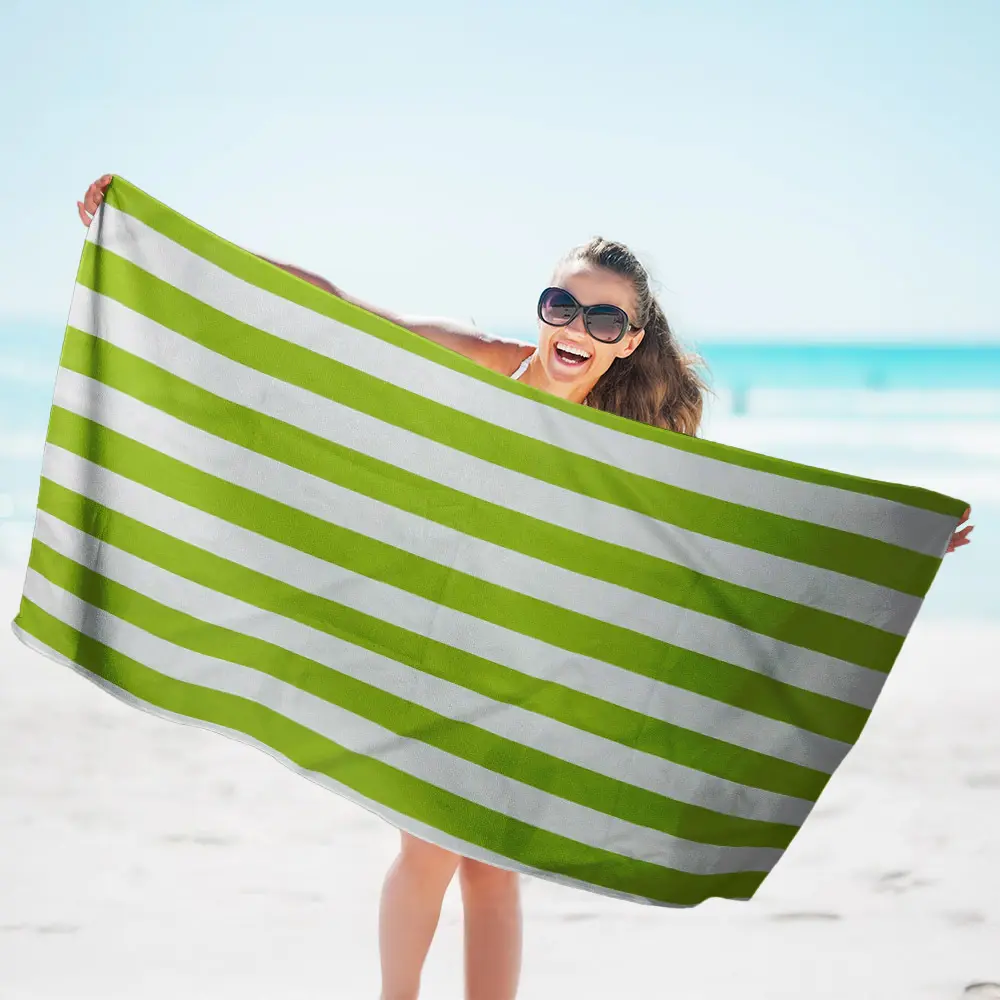 Striped Quick-drying Bath Towel Double-sided Velvet Beach