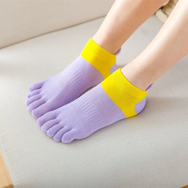 Ladies' Short Cotton Toe Socks - Purple