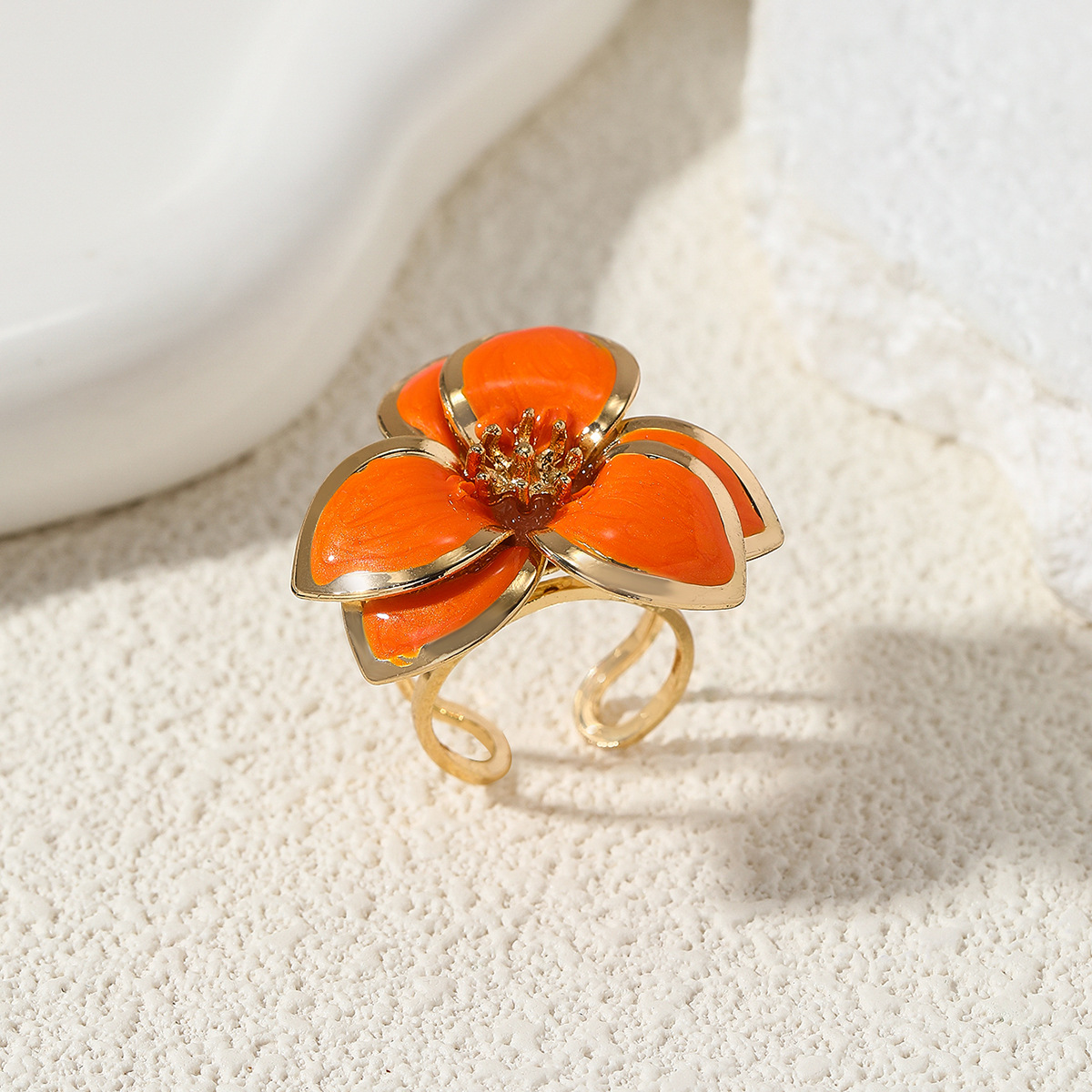 Fashionable Floral Oil-drip Womens Ring In Multiple Colors Adjustable