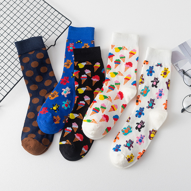 Title 1, Girls Fashion Socks featuring Cartoon Bear & I...