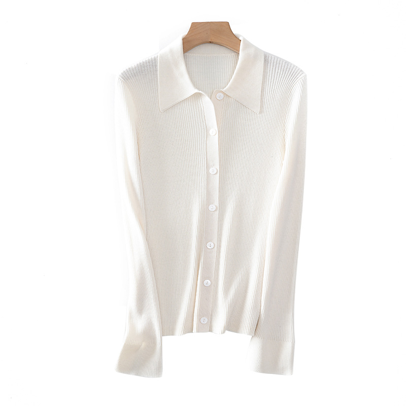 Sunken Stripe Knitted Wool Cardigan For Women