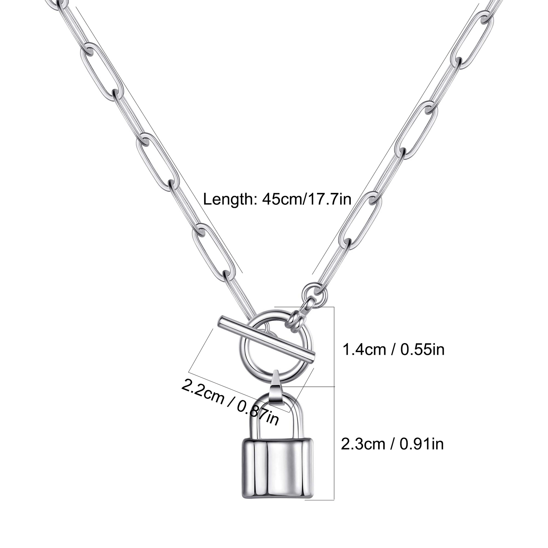 High-grade Light Luxury Paperclip Flat Floss OT Buckle Pendant Lock Necklace