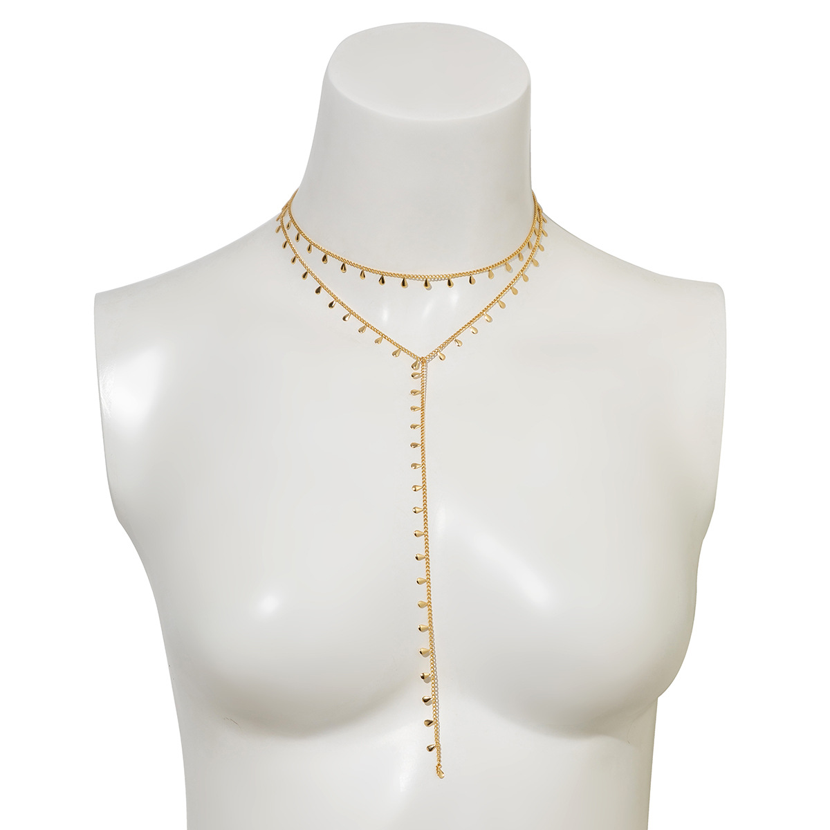Minimalistic Water Drops Tassel Double-layer Necklace For Women