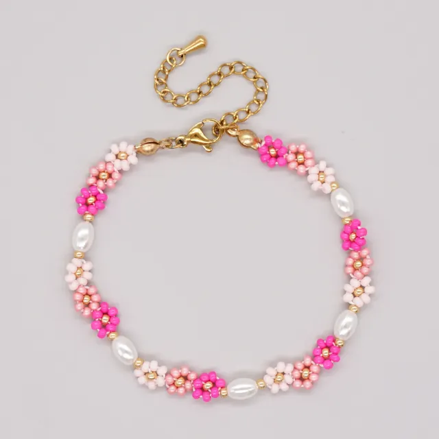 Bohemian Christmas Flower Gold Buckle Stretch Shell Women's Bracelet Mi B220303A - Shop at LoveMi