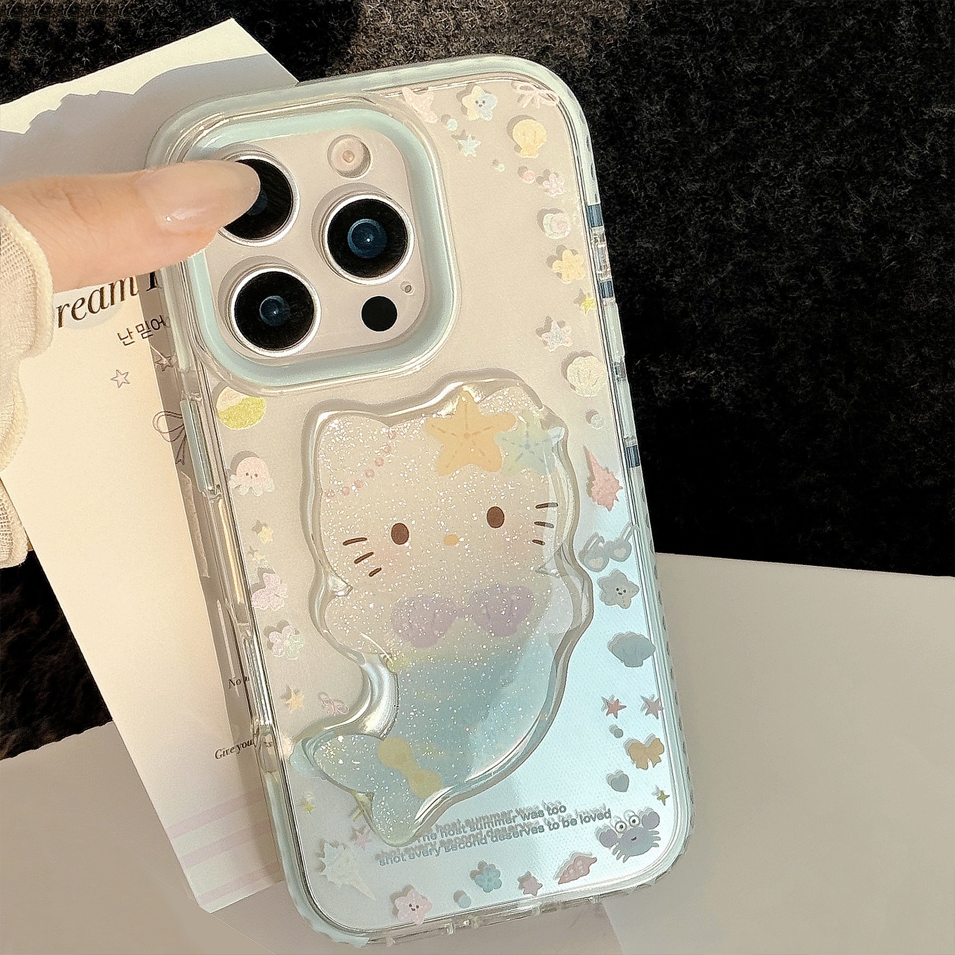 Seaside Cartoon Phone Case With A Mermaid Stand