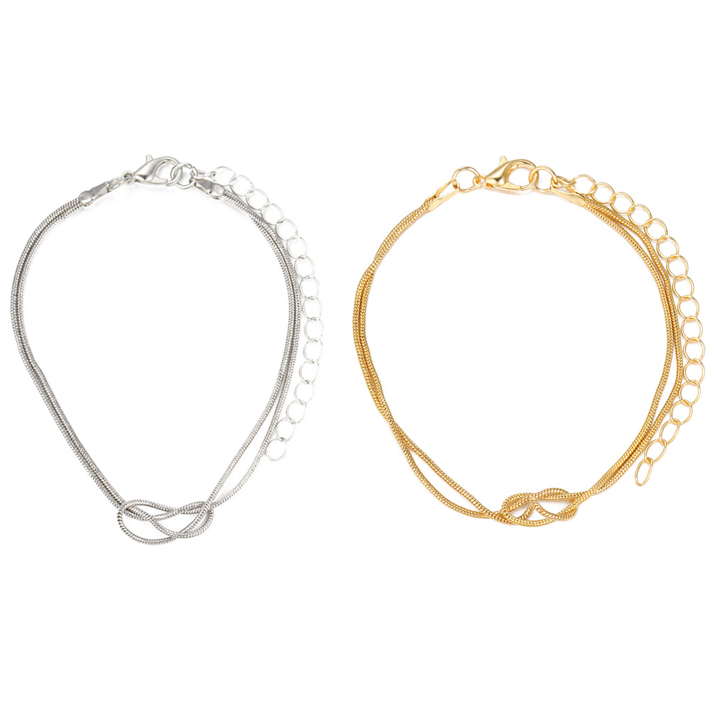 Knotted Couple Bracelet Gold And Silver Two-piece Women's Bracelet