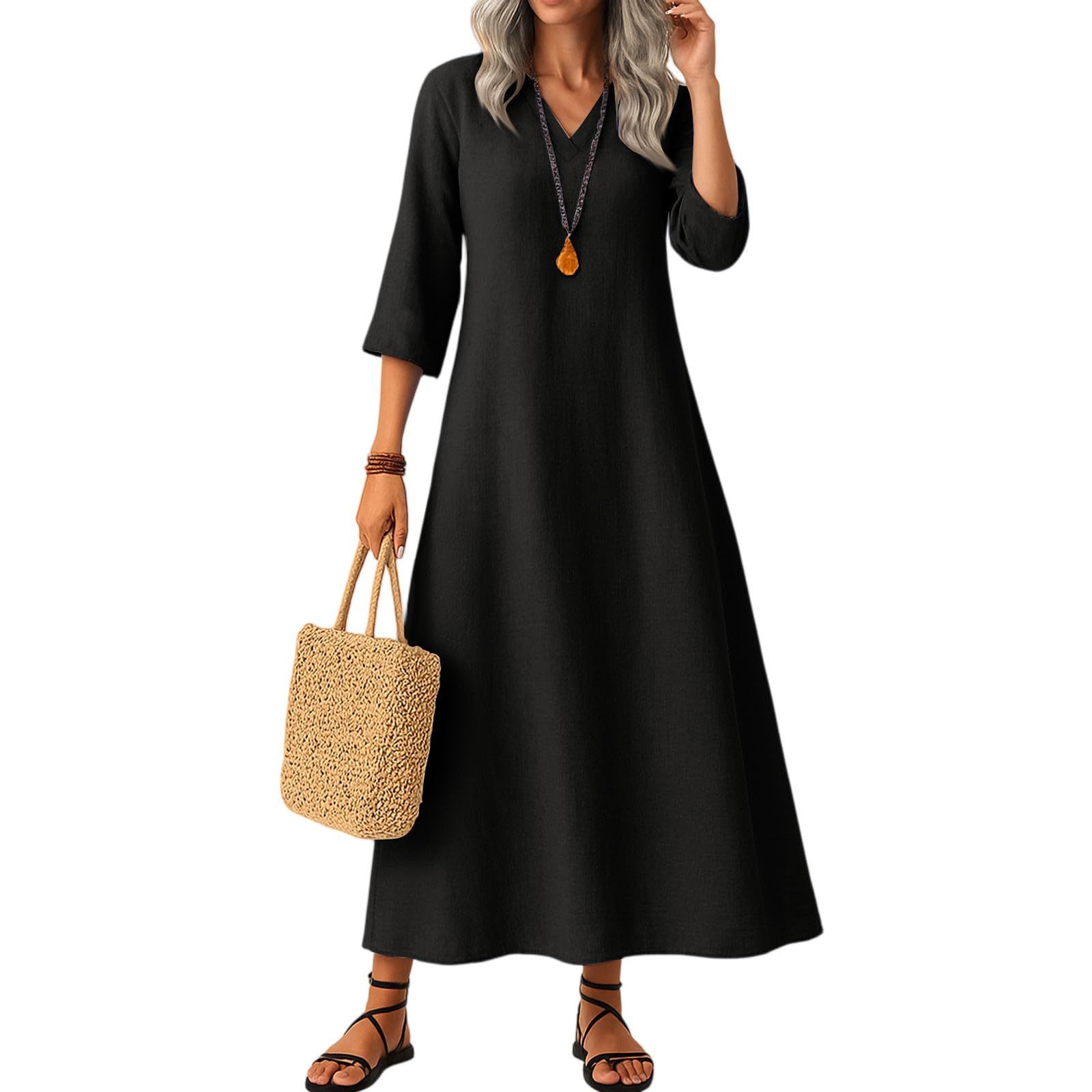 Slimming Cotton Mid-length Dress Versatile And Easy To Style