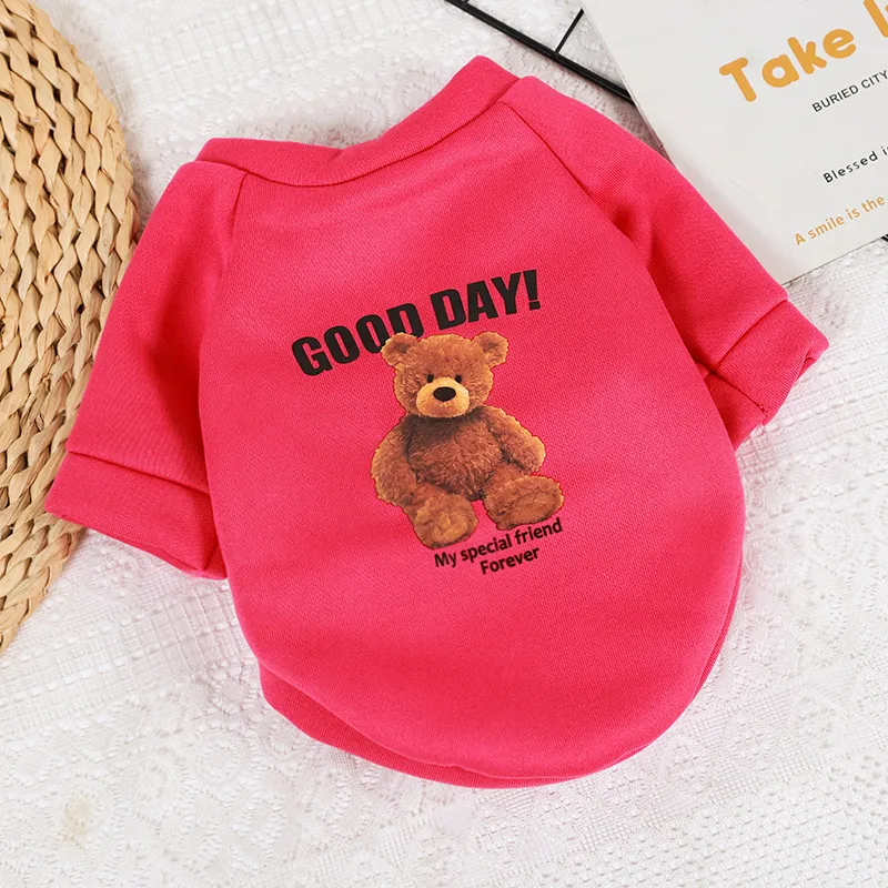 Warm Dog Pet Clothing Supplies Fleece Sweater - Hoodies Rose Red