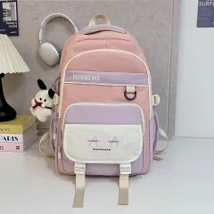 Multi-layer Oversized Backpack For Junior High School Students - Pink - View 1