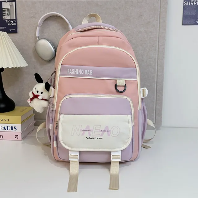 Multi layer Oversized Backpack For Junior High School Students Pink - Shop at LoveMi
