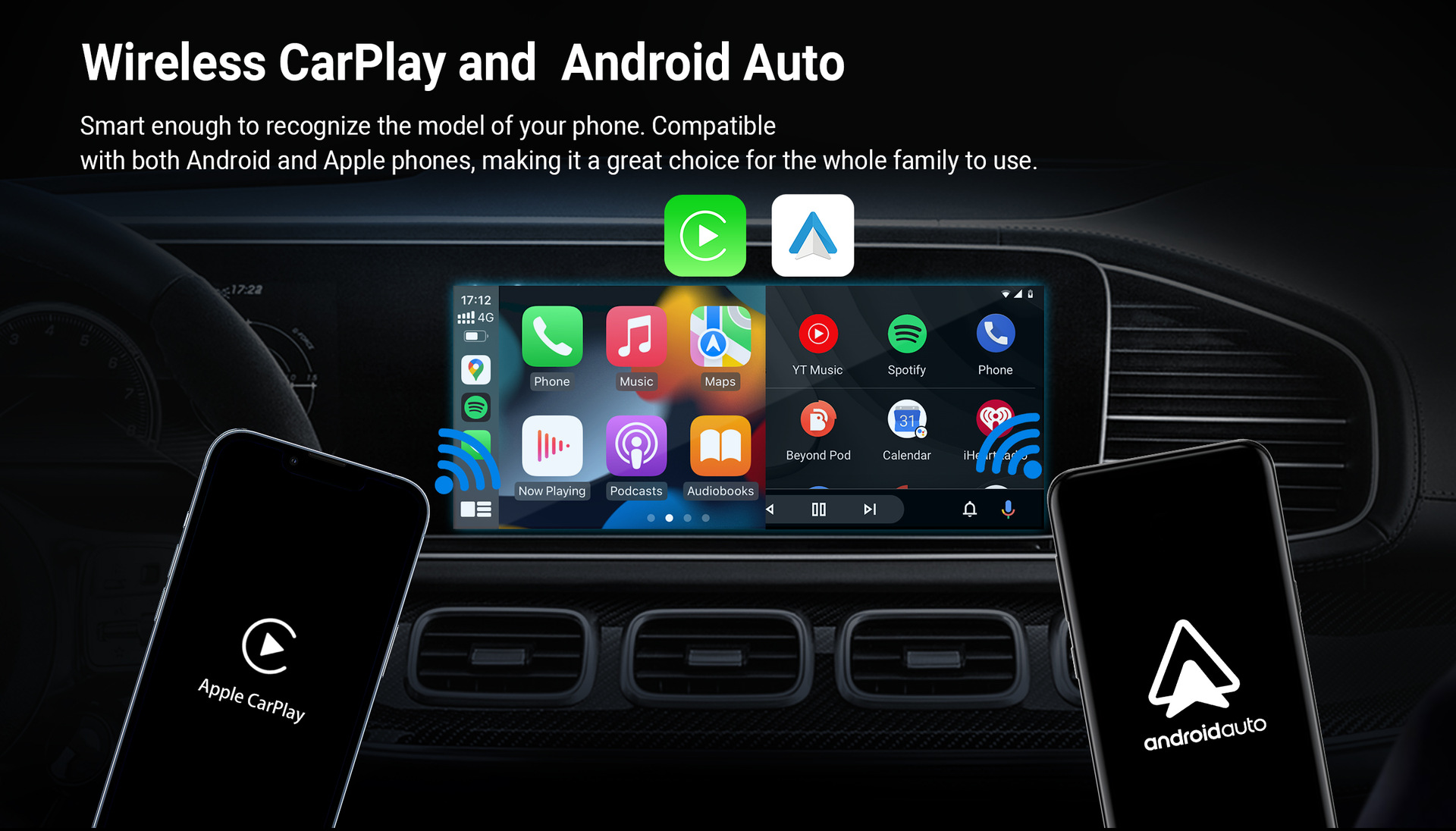 Title 5, Wired To Wireless CarPlay Android Auto 2-in-1 A...