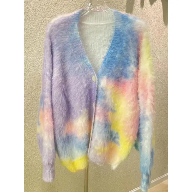 Women's Thick Loose Gradient Mink Sweater Coat Yellow - Shop at LoveMi