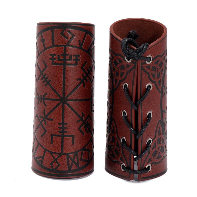 Title 10, Leather Arm Guard Retro Nordic Viking Totem Pun...