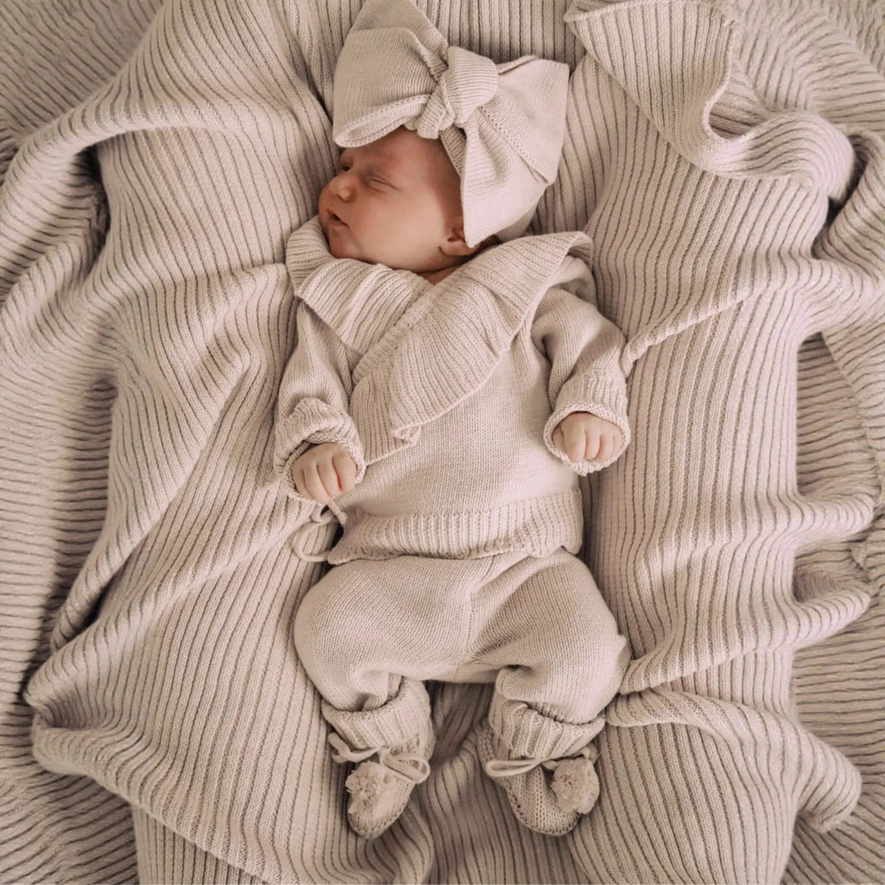 Baby Ruffle-Trim Sweater Cardigan Outfit Pants Headband