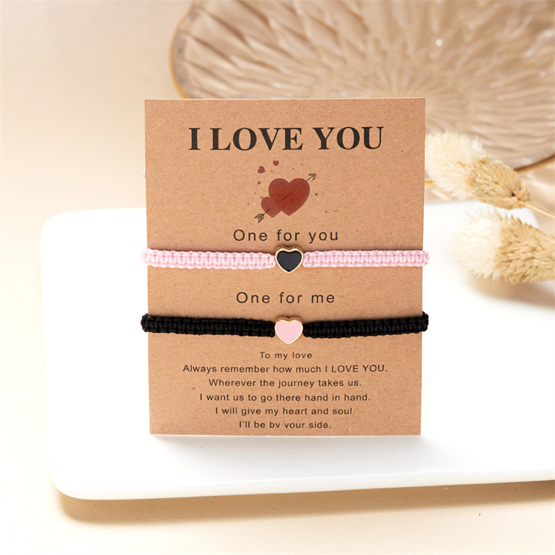 New Simple Oil Dripping Heart-shaped Woven Bracelet